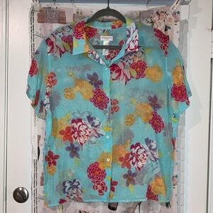 Multicolor Floral Sheer Women's Top-OS!